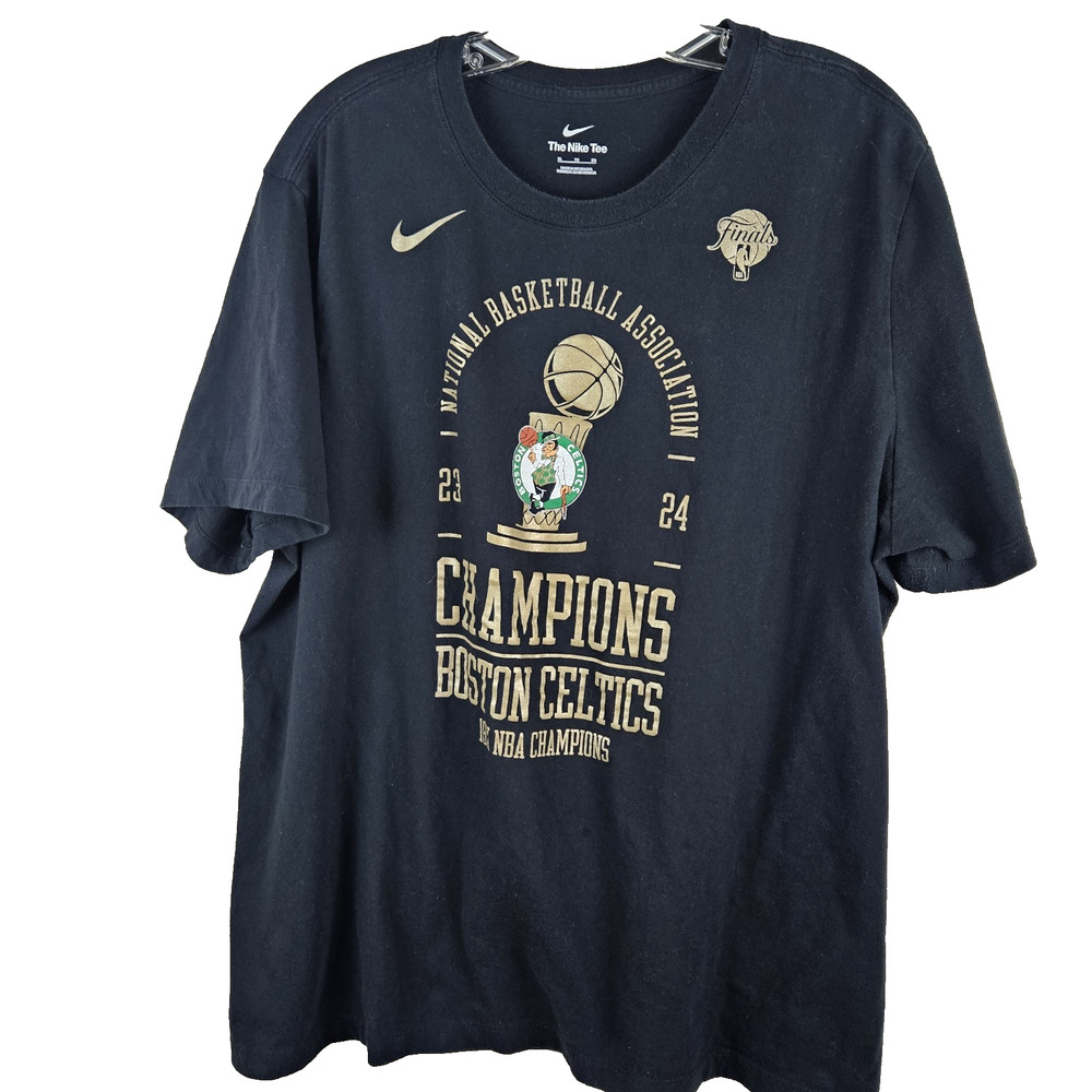 Nike Boston Celtics T-Shirt Mens XL Black 2024 NBA Champions 18x G Graphic Tee